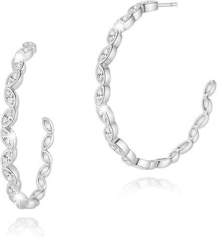 Gold Hoop Earrings, 14K Gold/White Gold Plated Hoop Earrings for Women Lightweight Hypoallergenic Chunky Modern Statement Jewelry Daily Wear Gift for Women in Saudi Arabia