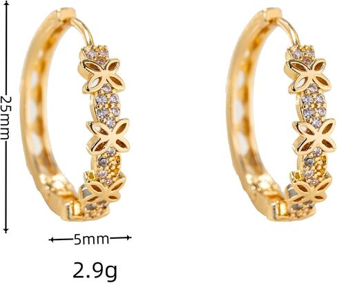 Colorful Small Flower Cubic Zirconia Minimalist Hoop Earrings, Gold-Tone Floral Huggie Earrings for Women, Trendy Daily & Party Jewelry in Kuwait