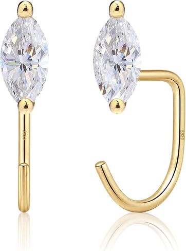 Kainier Huggie Half Hoop Earrings for Women, 925 Sterling Silver 14K Gold Plated, Hypoallergenic Poke-Free Sleep-Friendly Stackable Earrings for Daily Wear & Multiple Piercings in Saudi Arabia