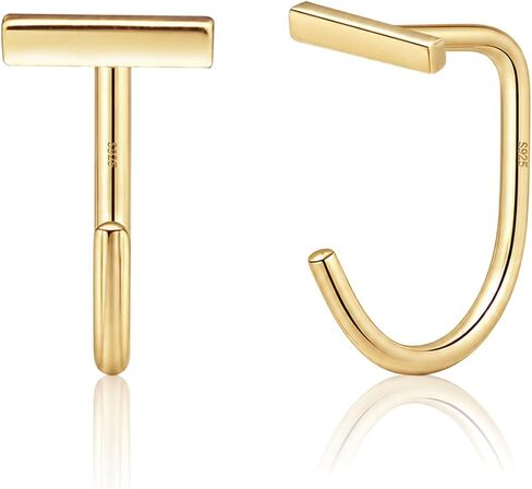 Kainier Huggie Half Hoop Earrings for Women, 925 Sterling Silver 14K Gold Plated, Hypoallergenic Poke-Free Sleep-Friendly Stackable Earrings for Daily Wear & Multiple Piercings in Saudi Arabia