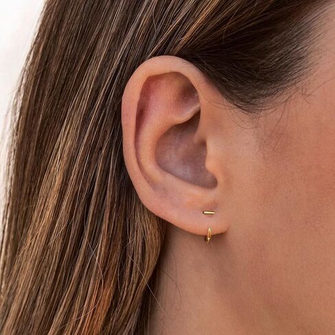 Kainier Huggie Half Hoop Earrings for Women, 925 Sterling Silver 14K Gold Plated, Hypoallergenic Poke-Free Sleep-Friendly Stackable Earrings for Daily Wear & Multiple Piercings in Saudi Arabia