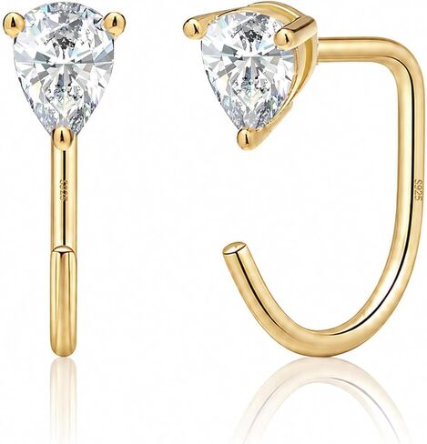 Kainier Huggie Half Hoop Earrings for Women, 925 Sterling Silver 14K Gold Plated, Hypoallergenic Poke-Free Sleep-Friendly Stackable Earrings for Daily Wear & Multiple Piercings in Saudi Arabia