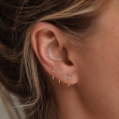Kainier Huggie Half Hoop Earrings for Women, 925 Sterling Silver 14K Gold Plated, Hypoallergenic Poke-Free Sleep-Friendly Stackable Earrings for Daily Wear & Multiple Piercings in Saudi Arabia