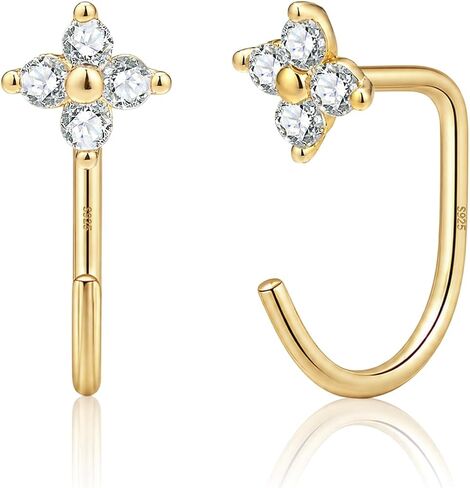 Kainier Huggie Half Hoop Earrings for Women, 925 Sterling Silver 14K Gold Plated, Hypoallergenic Poke-Free Sleep-Friendly Stackable Earrings for Daily Wear & Multiple Piercings in Saudi Arabia
