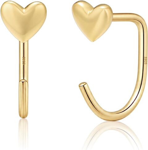 Kainier Huggie Half Hoop Earrings for Women, 925 Sterling Silver 14K Gold Plated, Hypoallergenic Poke-Free Sleep-Friendly Stackable Earrings for Daily Wear & Multiple Piercings in Saudi Arabia