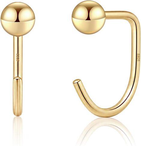 Kainier Huggie Half Hoop Earrings for Women, 925 Sterling Silver 14K Gold Plated, Hypoallergenic Poke-Free Sleep-Friendly Stackable Earrings for Daily Wear & Multiple Piercings in Saudi Arabia