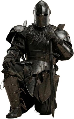Dark Barbuta Knight Armor Full Set — 18 Gauge Steel Medieval Cosplay Reenactment Halloween Suit Black Full Body Barbuta Armor Masterpiece of Medieval Protection Knight Full Plate Armor in Kuwait