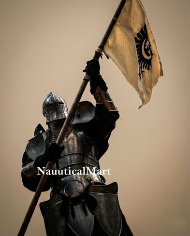 Dark Barbuta Knight Armor Full Set — 18 Gauge Steel Medieval Cosplay Reenactment Halloween Suit Black Full Body Barbuta Armor Masterpiece of Medieval Protection Knight Full Plate Armor in Kuwait