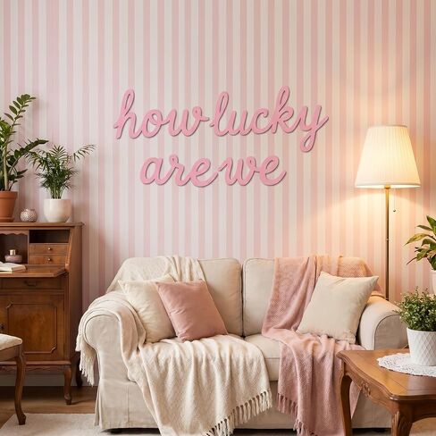 Pelopy How Lucky Are We Metal Wall Art Decor Black Minimalist Metal Sign Home Decor Letter Sign Blessed Letter Wall Art for Living Room Hallway Entryway Farmhouse Family Gifts in Kuwait
