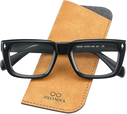 JOLLYNOVA Sutton Retro Rectangle Acetate Thick Glasses Frame Prescription Optical Eyewear for Women Men 53-21-148mm in Kuwait