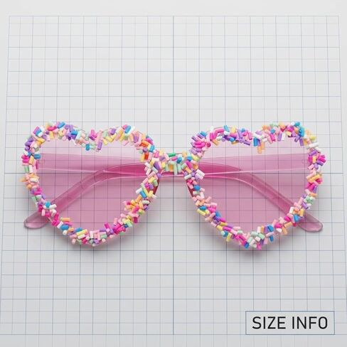 Loizziuy Women's Heart-Shaped Frameless Sunglasses Colorful Candy Sprinkles Pink Tinted Lenses, Cute Party Fashion Eyewear in Saudi Arabia