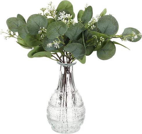 12 PCS Artificial Eucalyptus Stems Greenery Branches, 13 Inch Faux Eucalyptus Stems Leaves Picks with White Seeds, Artificial Greenery Stems for Vase Bouquets Wreath Flower Arrangement Decoration in Saudi Arabia