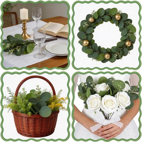 12 PCS Artificial Eucalyptus Stems Greenery Branches, 13 Inch Faux Eucalyptus Stems Leaves Picks with White Seeds, Artificial Greenery Stems for Vase Bouquets Wreath Flower Arrangement Decoration in Saudi Arabia