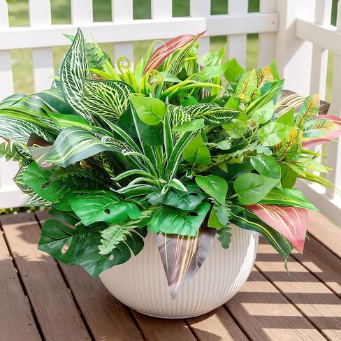 20 Bundles Artificial Plants Outdoor with Colorful Flower UV Resistant Fake Greenery Shrubs Realistic for Porch Patio Window Box Garden Planter Outside Home Decor in Saudi Arabia