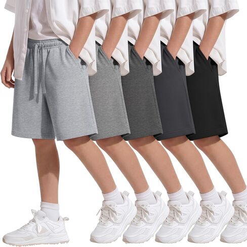 5 Pack Boys Shorts Kids Athletic Uniform Shorts Summer Teen Soft Casual Drawstring Clothes for School in Saudi Arabia