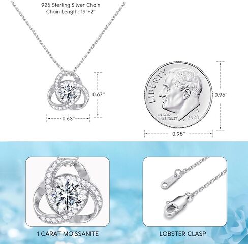 MOOSEA Moissanite Jewelry Gifts for Women, 1 ct Love Knot Necklace D Color VVS1 Clarity Lab Created Moissanite Necklace Earrings Anniversary Jewelry Gift Birthday Gifts for Women in Kuwait