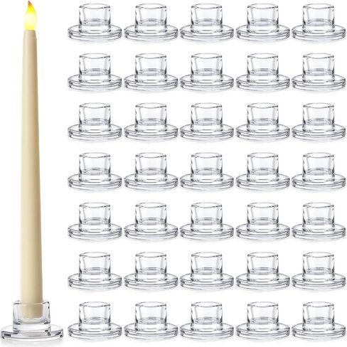36 Pcs Glass Tapered Candlestick Holders Bulk Clear Short Taper Candle Holders Small Glass Candle Base for Table Centerpieces Wedding Christmas Advent Party Decoration in Saudi Arabia