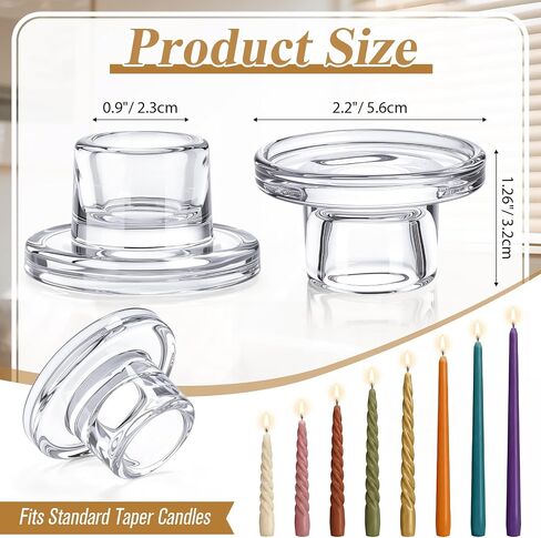 36 Pcs Glass Tapered Candlestick Holders Bulk Clear Short Taper Candle Holders Small Glass Candle Base for Table Centerpieces Wedding Christmas Advent Party Decoration in Saudi Arabia