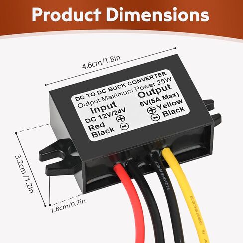 DC 24V 12V to 5V 5A 25W Step Down Converter Module Buck Reduced Voltage Regulator Car Power Converter (2-Pack) in Kuwait