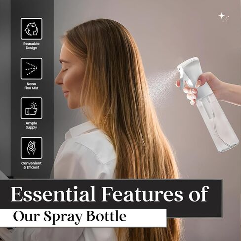FZE® 300ml Spray Bottle Pack Of 1 - Fine Mist for Hair, Plants, Cleaning & Skincare- Continuous Spray Bottle for Gardening, Plants, Cleaning, and Misting in Saudi Arabia