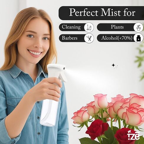 FZE® 300ml Spray Bottle Pack Of 1 - Fine Mist for Hair, Plants, Cleaning & Skincare- Continuous Spray Bottle for Gardening, Plants, Cleaning, and Misting in Saudi Arabia