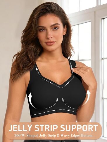 SHEKINI Bras for Women Wireless V-Neck Bralette Full Coverage Seamless Plus Size Bra Soft Support T-Shirt Bra in Kuwait