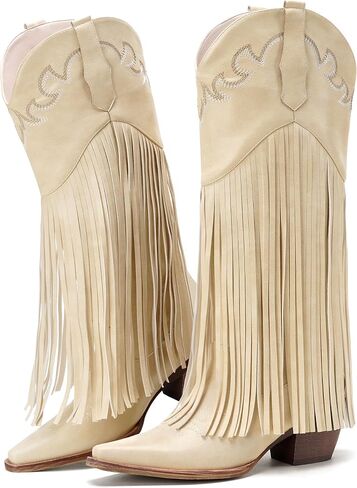 Cozivwaiy Fringe Cowboy Boots for Women Knee High Western Boots Long Tassel Boot in Saudi Arabia
