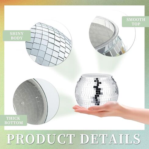 2 Pcs Disco Ball Vases,Plastic Disco Ball Centerpieces 4" X 4.7" Disco Ball Decor Silver Mirror Disco Ball Planter Can Be Used for Wedding Centerpieces,Birthday,Office in Saudi Arabia