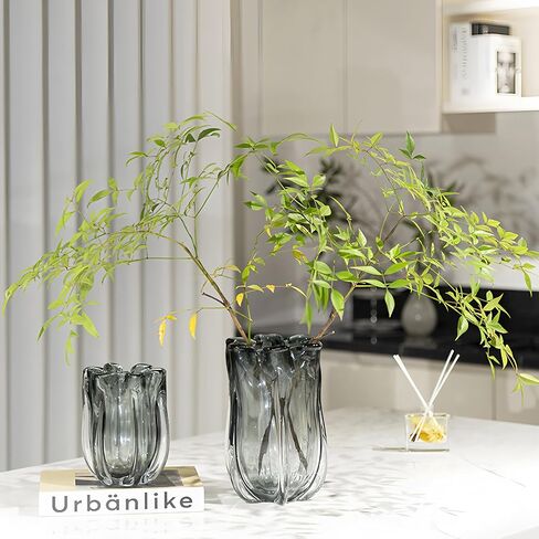Modern Black Advanced Grey Glass Vase for Flowers, Hand Blown Art Glass Glass vase,Room Decoration and Centerpiece in Saudi Arabia