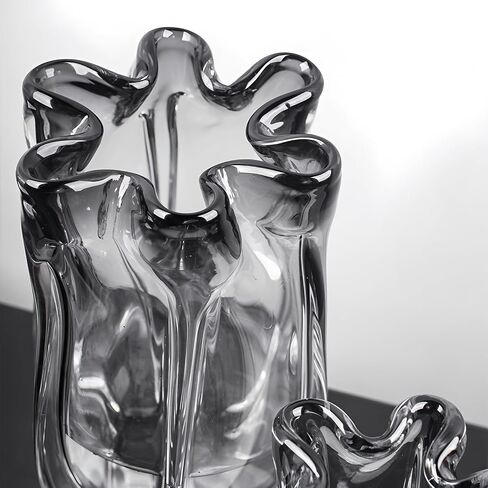 Modern Black Advanced Grey Glass Vase for Flowers, Hand Blown Art Glass Glass vase,Room Decoration and Centerpiece in Saudi Arabia
