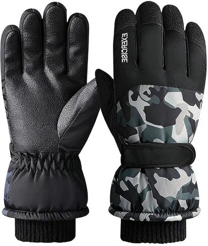 Waterproof Winter Gloves, Touchscreen Warm Gloves with Non-Slip Palm, Windproof Snow Gloves for Men Women Skiing, Shoveling, Commuting (Camouflage Grey) in Kuwait