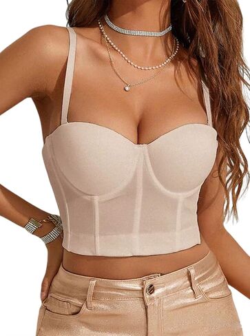 Womens Corset Top Bustier Crop Top Sweetheart Neck Cami Top Adjustable Strap Cute Sexy Sleeveless Date Night Clubwear in Saudi Arabia