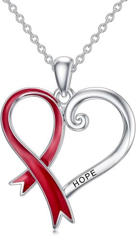 Dorunmo Breast Cancer Necklace 925 Sterling Silver Cancer Awareness Necklace Pink Ribbon Pendant Inspirational Jewelry Gifts for Women Friend in Saudi Arabia