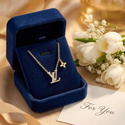 Gold Chain Necklace with Crystal Pendant, Adjustable Length, Fashion Jewelry in Saudi Arabia