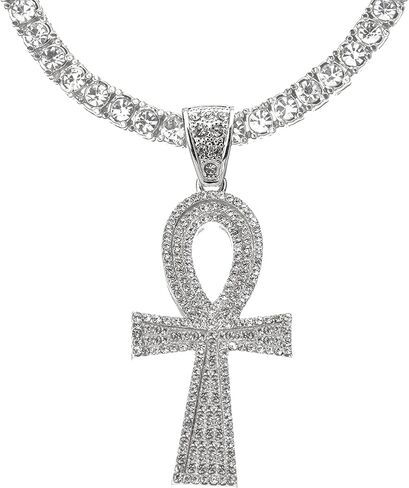 Egyptian Ankh Cross Pendant 24" Tennis Chain Necklace THC 5075 in Kuwait