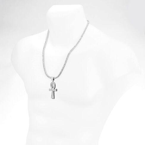 Egyptian Ankh Cross Pendant 24" Tennis Chain Necklace THC 5075 in Kuwait
