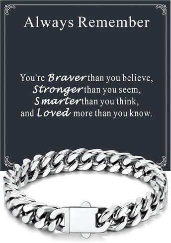 Supcare Cuban Link Bracelet for Men, 7mm Width Black/Silver Stainless Steel Jewelry for Men Bracelets Gifts for Him To My Dad Husband Family Members Hip Hop Jewelry with Gift Box and Card for Presents in Saudi Arabia