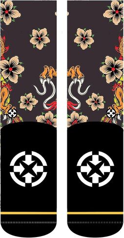 MERGE4 Double Dragon Large Crew Socks with Art by Steve Caballero – Cushioned Graphic Crew Socks with Compression for Men and Women in Saudi Arabia