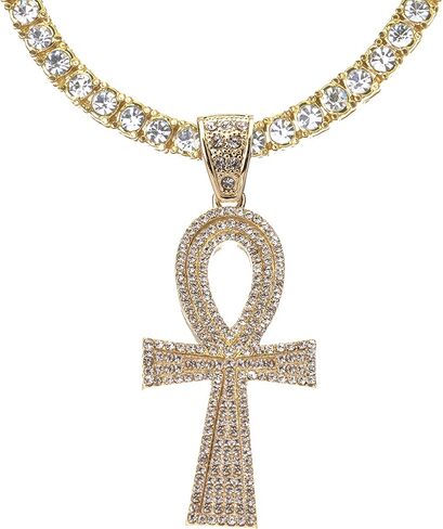 Egyptian Ankh Cross Pendant 24" Tennis Chain Necklace THC 5075 in Kuwait