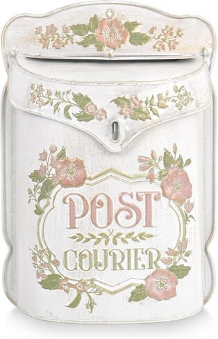 Wall Mount Mailbox for Outside House Vintage Metal Door Mailbox Antique Style Vintage English Cottage Decor Nostalgic Charm Home Decor Garden Flower Patter Decorative Boxes (Blue) in Saudi Arabia