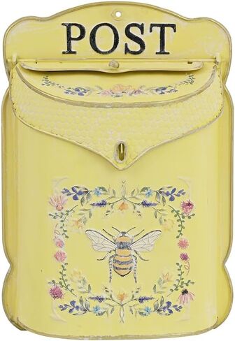 Wall Mount Mailbox for Outside House Vintage Metal Door Mailbox Antique Style Vintage English Cottage Decor Nostalgic Charm Home Decor Garden Flower Patter Decorative Boxes (Blue) in Saudi Arabia