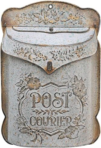 Wall Mount Mailbox for Outside House Vintage Metal Door Mailbox Antique Style Vintage English Cottage Decor Nostalgic Charm Home Decor Garden Flower Patter Decorative Boxes (Blue) in Saudi Arabia