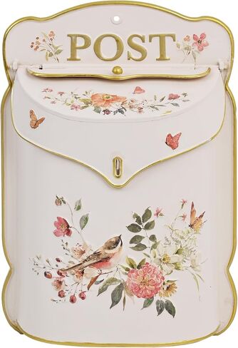 Wall Mount Mailbox for Outside House Vintage Metal Door Mailbox Antique Style Vintage English Cottage Decor Nostalgic Charm Home Decor Garden Flower Patter Decorative Boxes (Blue) in Saudi Arabia