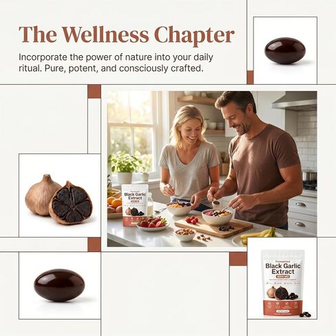 Fermented Black Garlic Extract - 300 Softgels, Odorless Aged Black Garlic Organic Supplement, Daily Wellness Formula for Immune & Digestive Support, Vegan, Non-GMO & Gluten-Free in Saudi Arabia