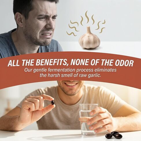 Fermented Black Garlic Extract - 300 Softgels, Odorless Aged Black Garlic Organic Supplement, Daily Wellness Formula for Immune & Digestive Support, Vegan, Non-GMO & Gluten-Free in Saudi Arabia