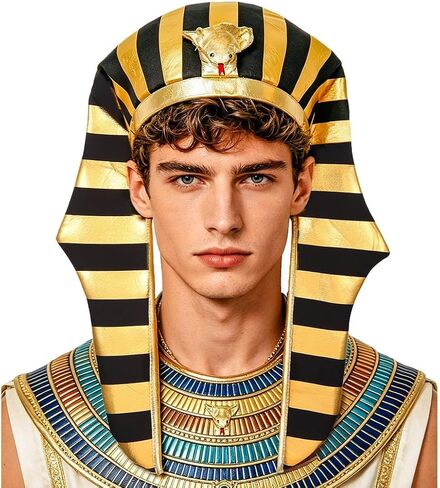 ACEDRE Pharaoh Hat Snake Egyptian Headpiece for Men | Adult Pharaohs Headdress Ancient Egypt King Headwear Halloween Costume Hair Accessories in Kuwait
