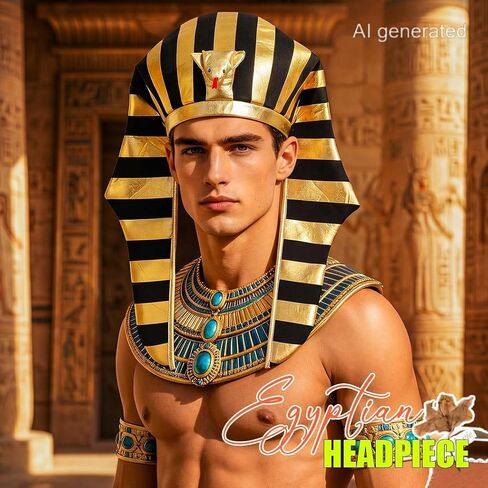 ACEDRE Pharaoh Hat Snake Egyptian Headpiece for Men | Adult Pharaohs Headdress Ancient Egypt King Headwear Halloween Costume Hair Accessories in Kuwait