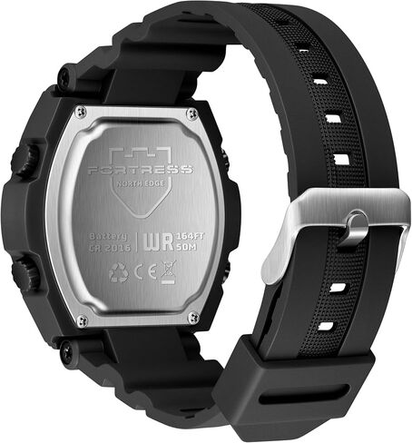 NORTH EDGE Fortress Analog Digital Watch for Men, Tactical Sports Watch with World Time, Stopwatch, Countdown Timer, Alarm, LED Backlight, 5ATM Water Resistant, Easy-Read 46mm Watch in Saudi Arabia