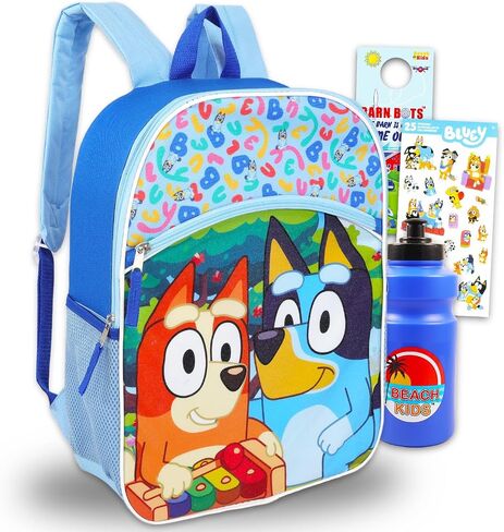 Bluey Backpack for Kids - Bundle with 16" Backpack Plus Water Bottle, Stickers, More | Bluey and Bingo School Bag for Girls in Kuwait