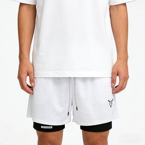 Men’s Athletic Running Shorts with Liner Double Layer Gym Workout Training Shorts for Fitness Running and Active Wear in Kuwait